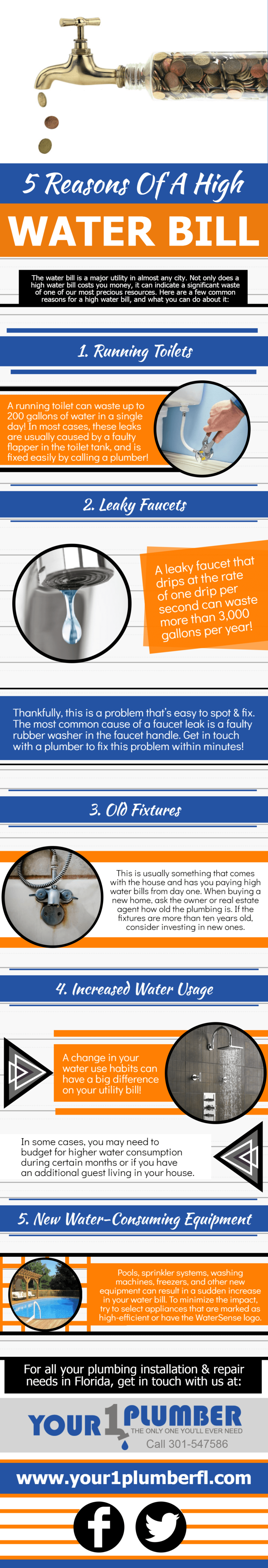 5 Reasons Of A High Water Bill Infographic Blog Your 1 Plumber FL