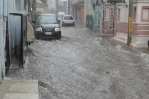 Street filled with flood water