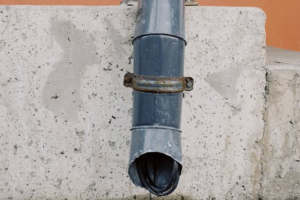 House Drain Pipe on Concrete Wall